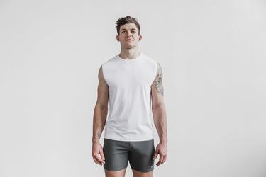 Nobull Lightweight Sleeveless Men's T Shirts White | Australia (HG3681)